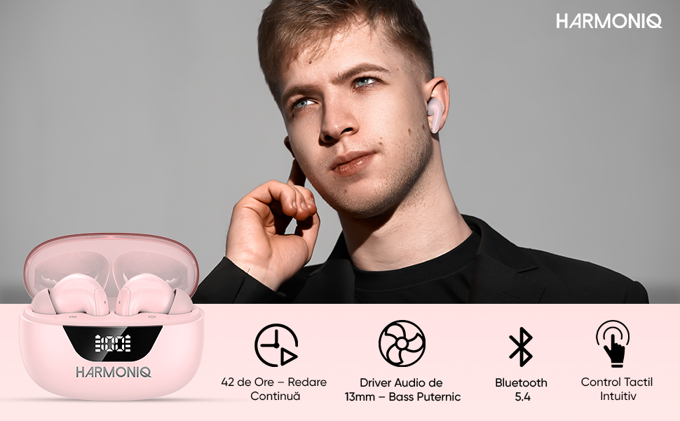Casti wireless elegante cu tehnologie ANC