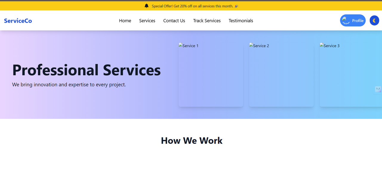ServiceCo Project Screenshot