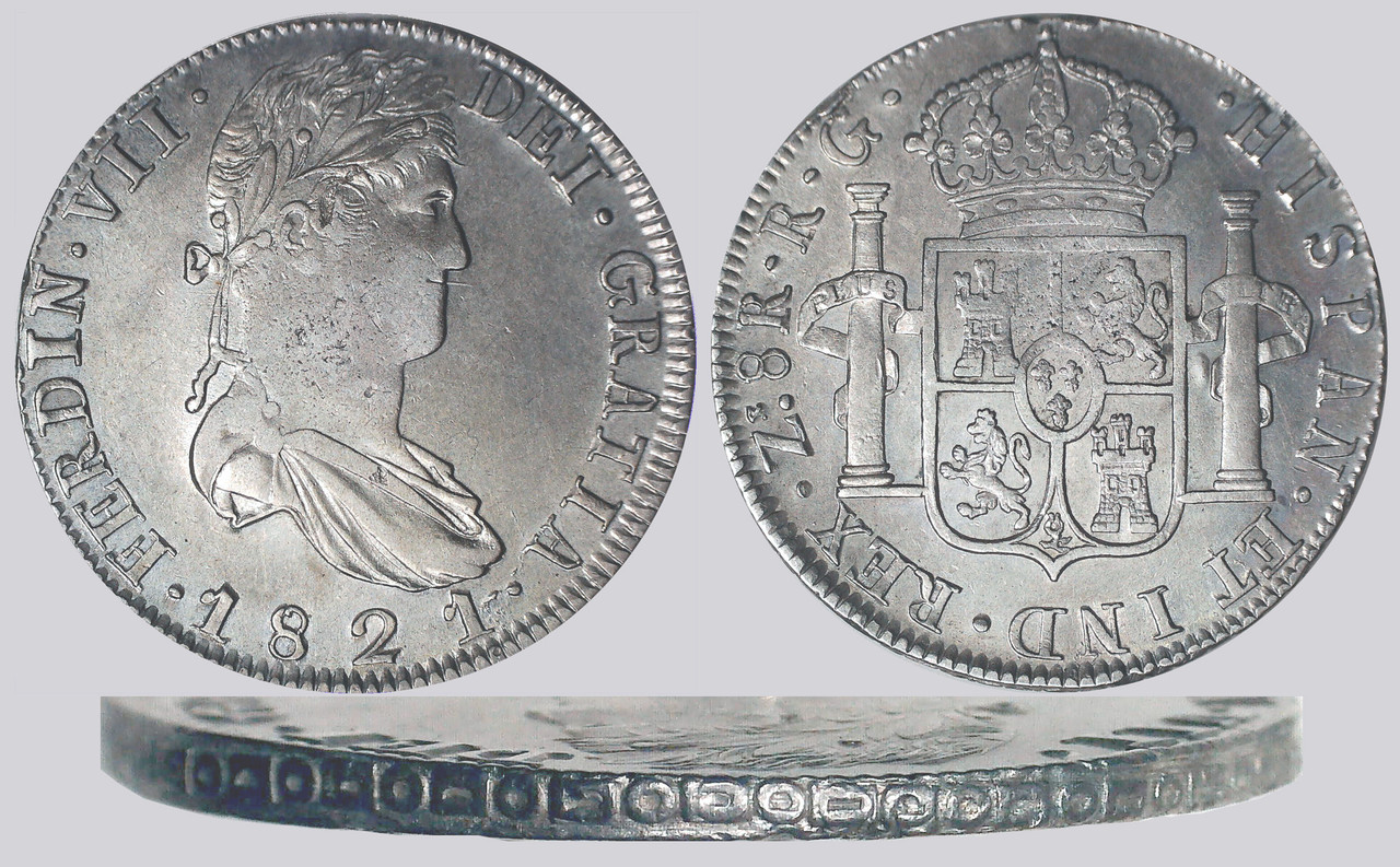 8 Reales 1821. Fernando VII. Zacatecas RG. 8-R-Fernando-VII-1821-Zacatecas-RGv