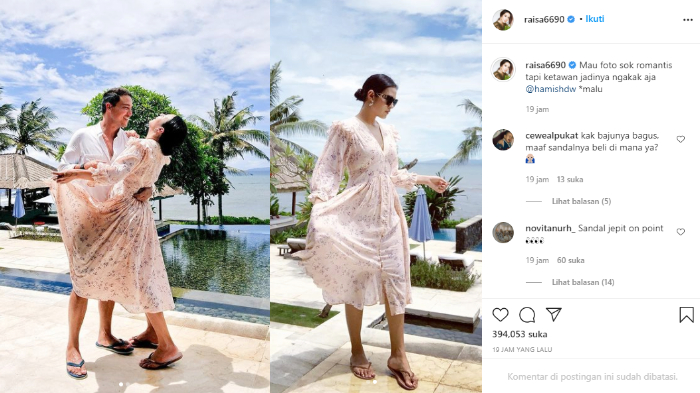 Raisa dan Hamish Daud kenakan sandal jepit yang justru jadi sorotan