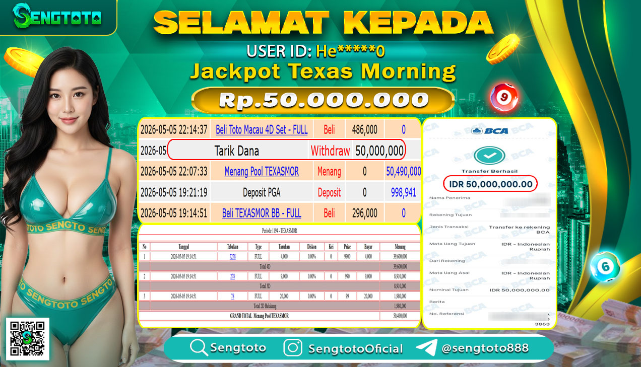 BUKTI PEMBAYARAN TOGEL TEXAS MORNING