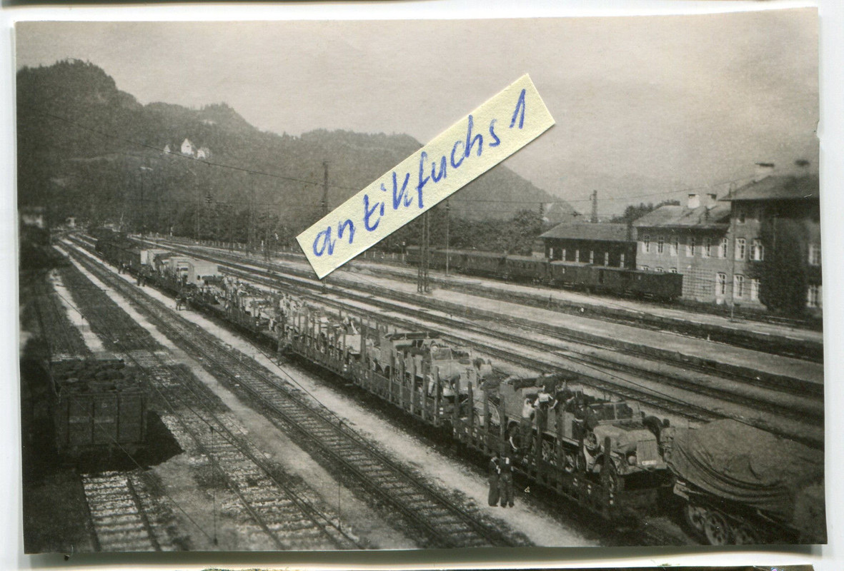 Schützen-Panzer und Halbketten auf Eisenbahn in 