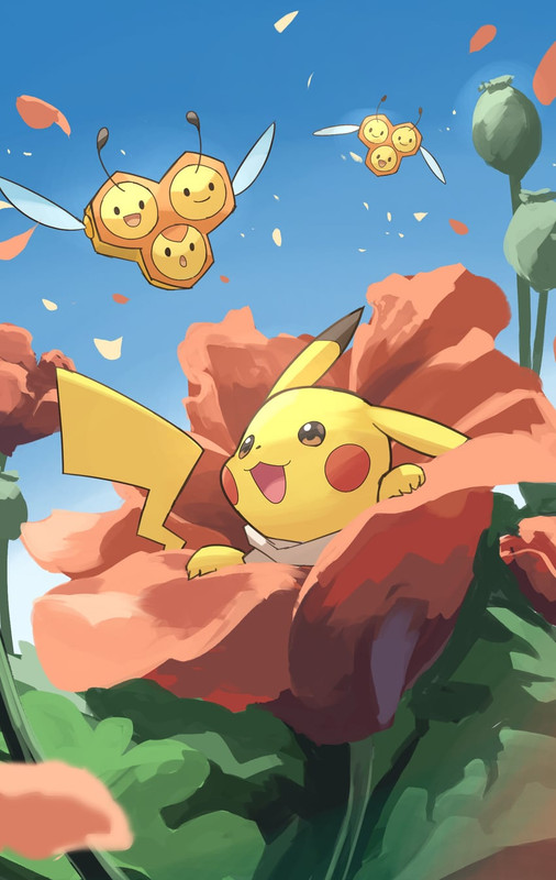 pikachu-and-combee-pokemon-drawn-by-yama