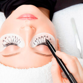 Eyelash extension application process.