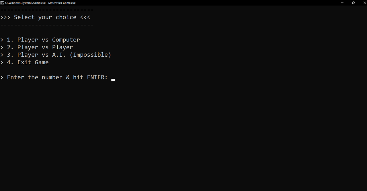 GitHub Alkaison/MatchstickGame The rules of our game are simple