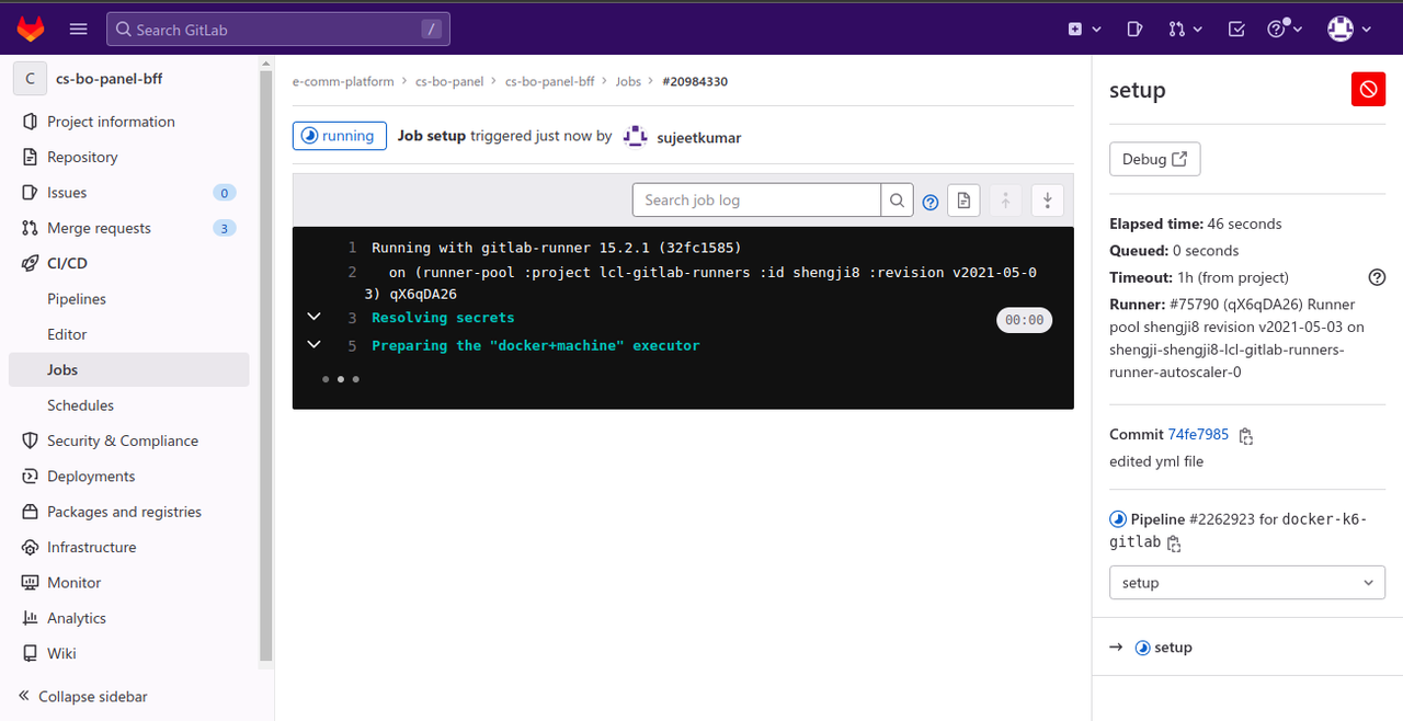 using gitlab run docker