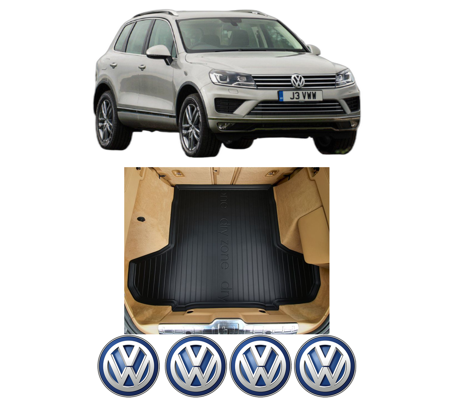 Tavita Portbagaj Volkswagen TOUAREG (7P5, 7P6) din 2010-2018, Protectie Portbagaj Auto, 4x Stickere auto cu Volkswagen