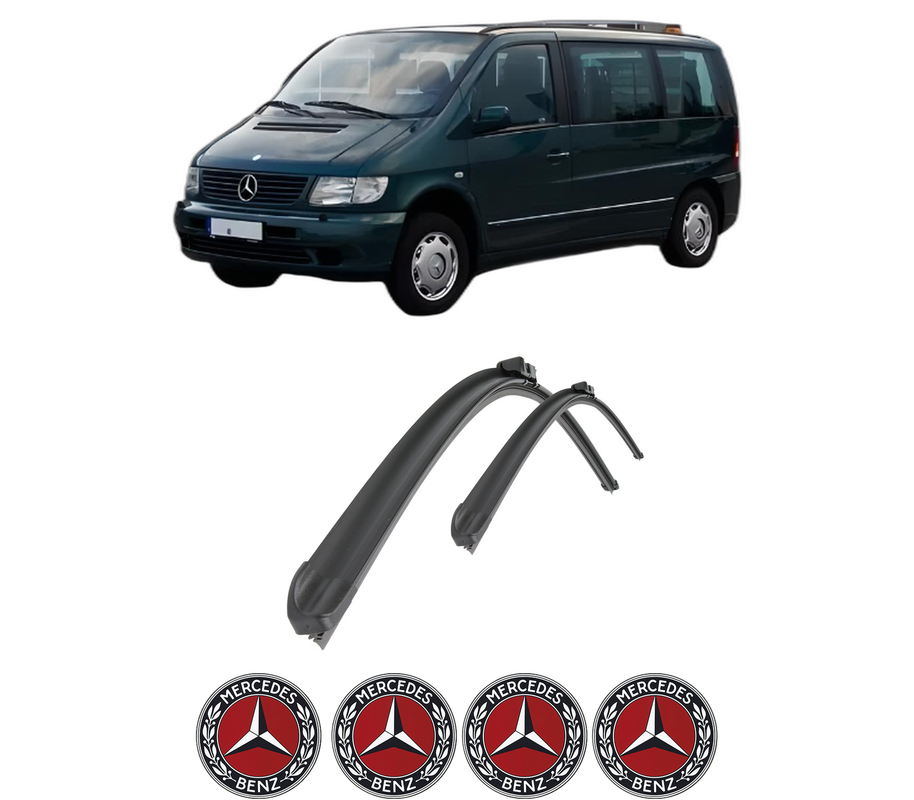 Set stergatoare auto MERCEDES-BENZ VITO Van (W638) din 1997-2003, pentru parbriz auto, 2 bucati, Bosch Aerotwin Retro Truck, din cauciuc siliconat rezistent, 4 Stickere Auto MERCEDES-BENZ