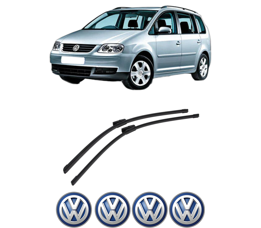 Set stergatoare auto Volkswagen TOURAN VAN (1T1, 1T2) din 2003-2010, pentru parbriz auto, 2 bucati, Bosch Aerotwin Multi, din cauciuc siliconat rezistent, 4 Stickere Auto Volkswagen