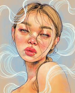 Digital watercolor portrait in Procreate