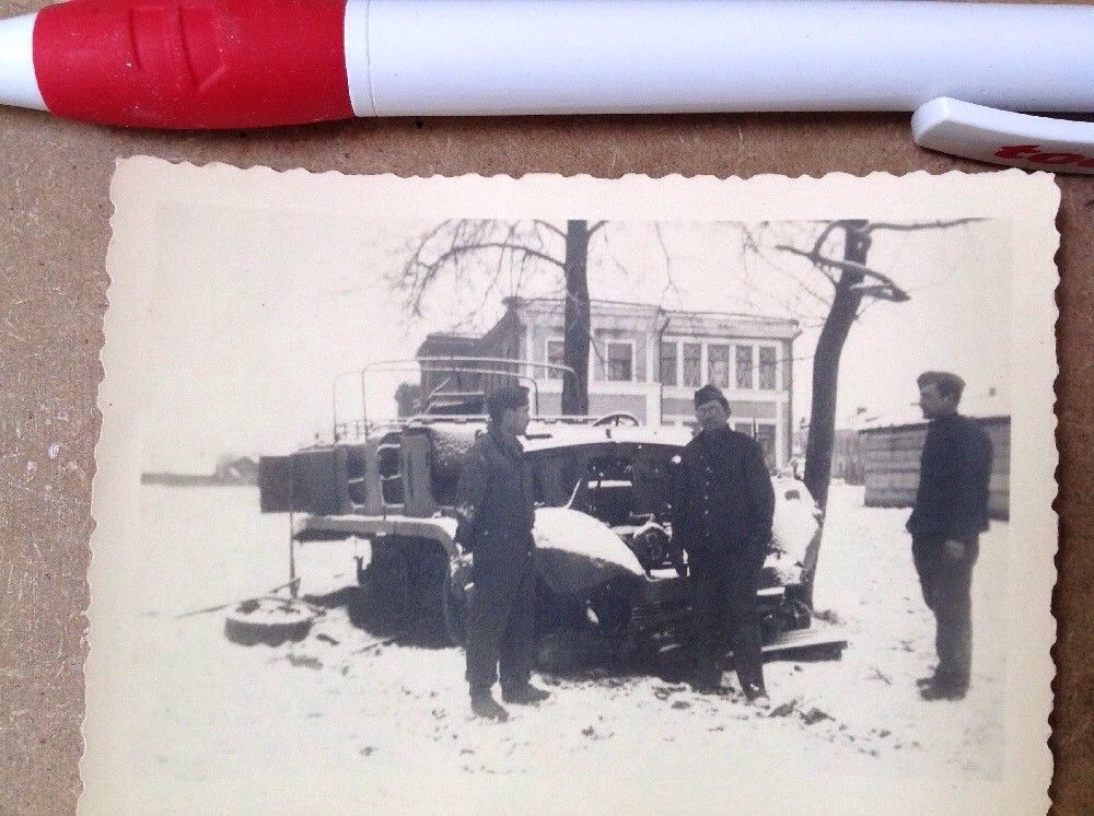 Fahrzeug Wehrmacht zerstört Halbkettenfahrzeug Original Foto