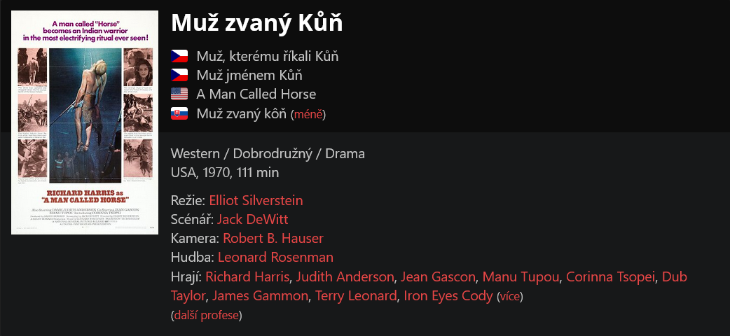 Muž zvaný Kůň / A Man Called Horse (1970)