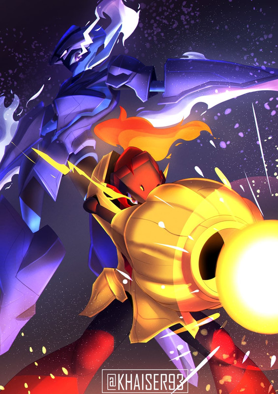 ceruledge-and-armarouge-pokemon-drawn-by