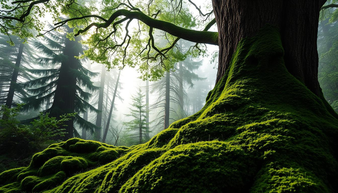 Естественный симбиоз мхов и деревьев