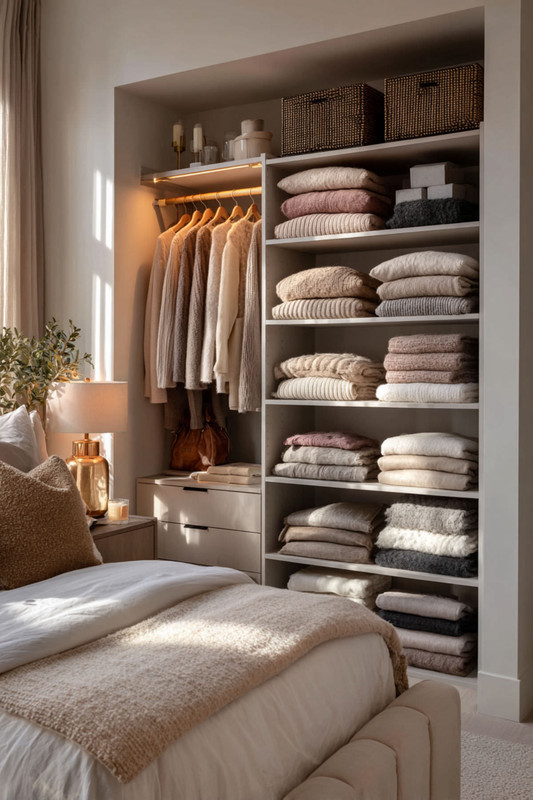 w050 064 greige built in closet organizer