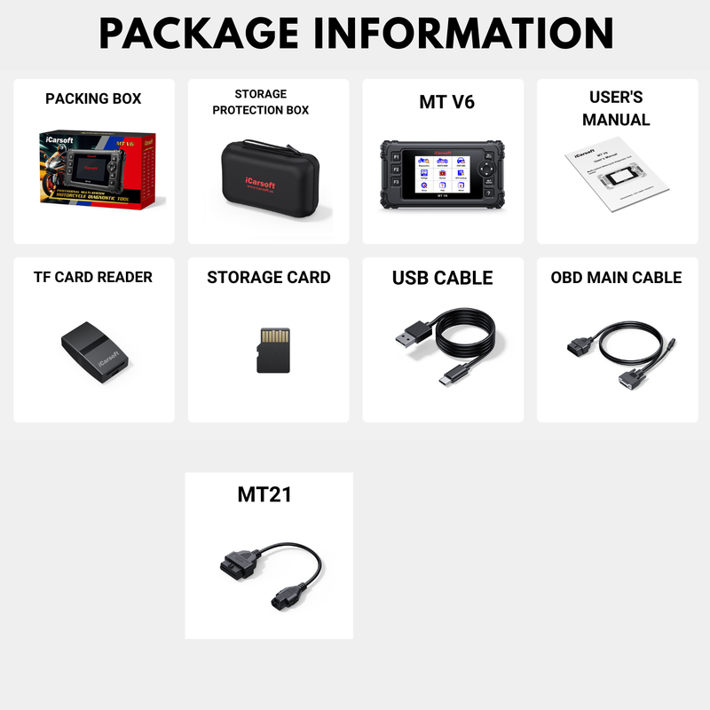 Storage-protection-box-MT-V6-User-s-Manual-TF-Card-Reader-Storage-Card-USB-Cable-OBD-Main-Cable