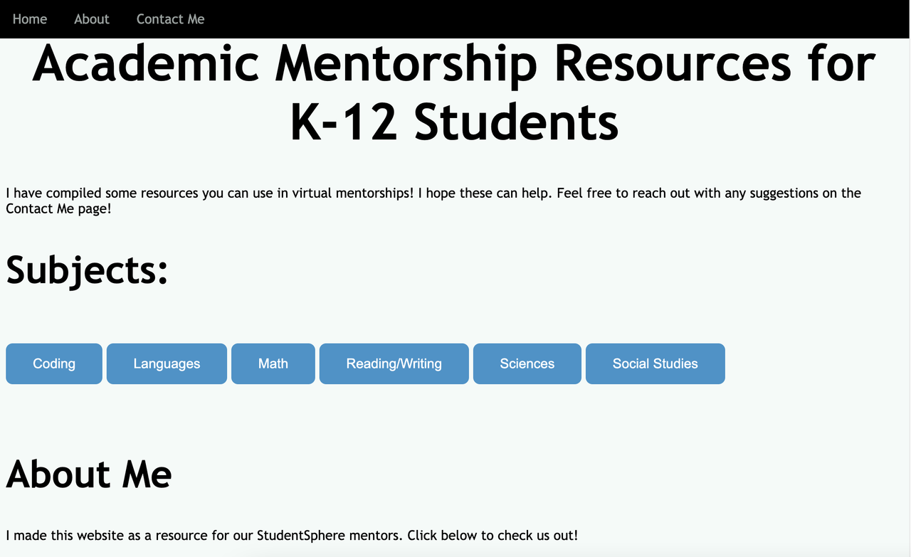 mentor resource website homepage