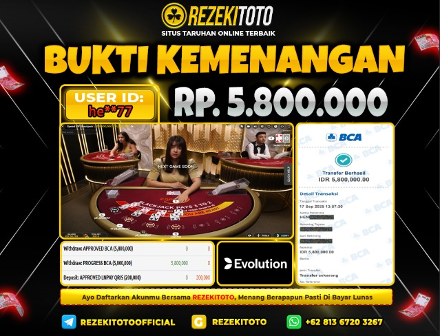 BUKTI KEMENANGAN 17 SEPTEMBER 2025 BLACKJACK 5 JUTA 