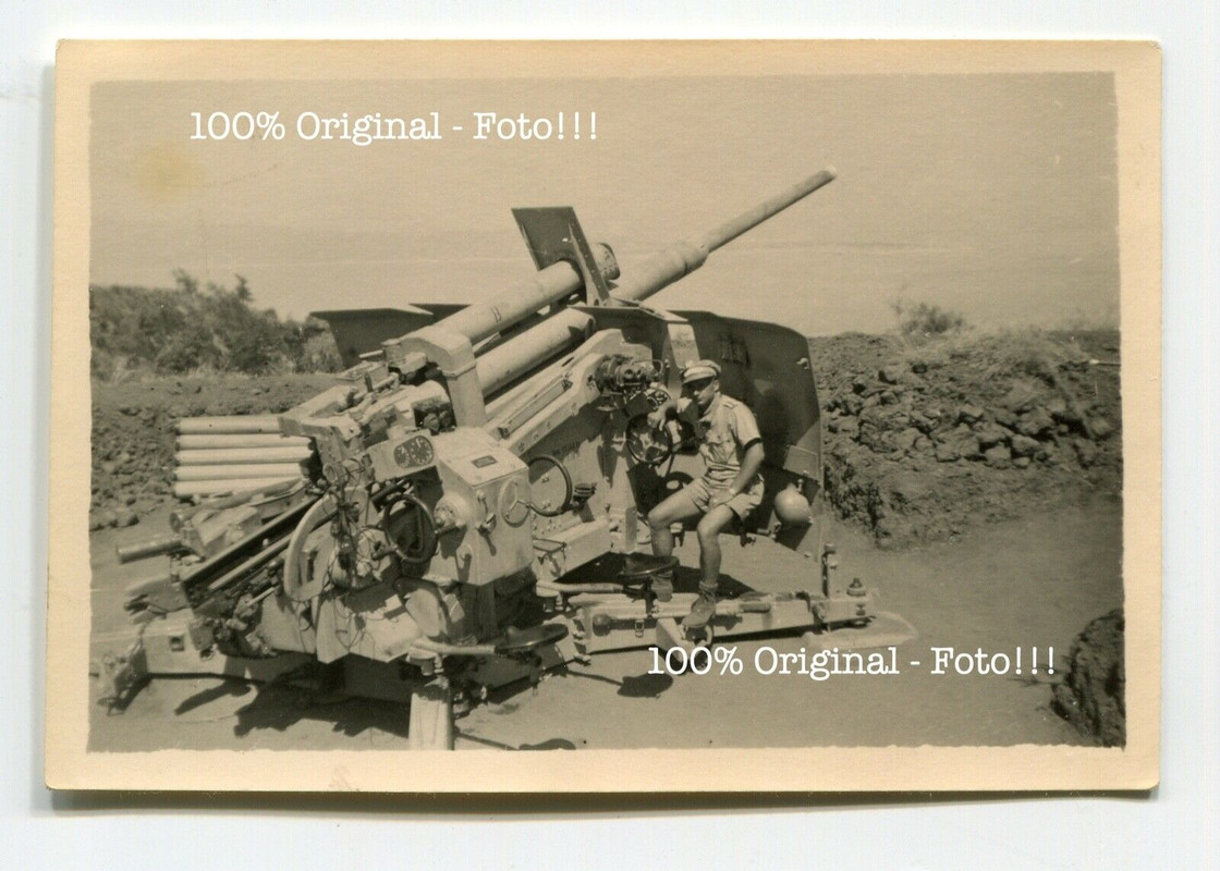 Foto Italien 1944 schwere deutsche Flak Erdkampf Panzerung Geschütz