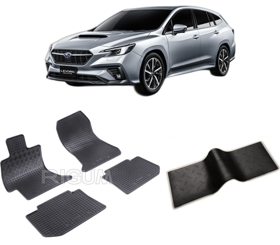 Set covorase auto SUBARU LEVORG din 09.2015-2020, cu covoras tunel median, CAROSERIE COMBI, Presuri cauciuc 100%, compatibil cu autoturismul SUBARU LEVORG, Rigum