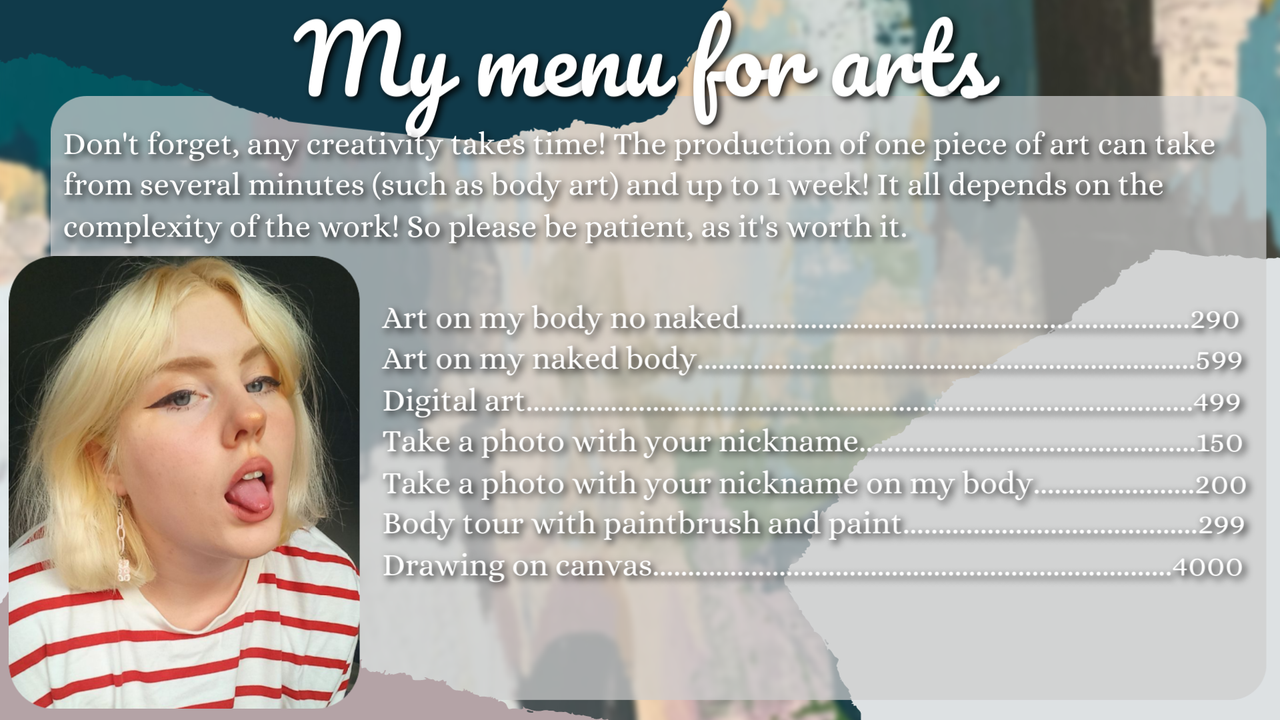 My menu for arts