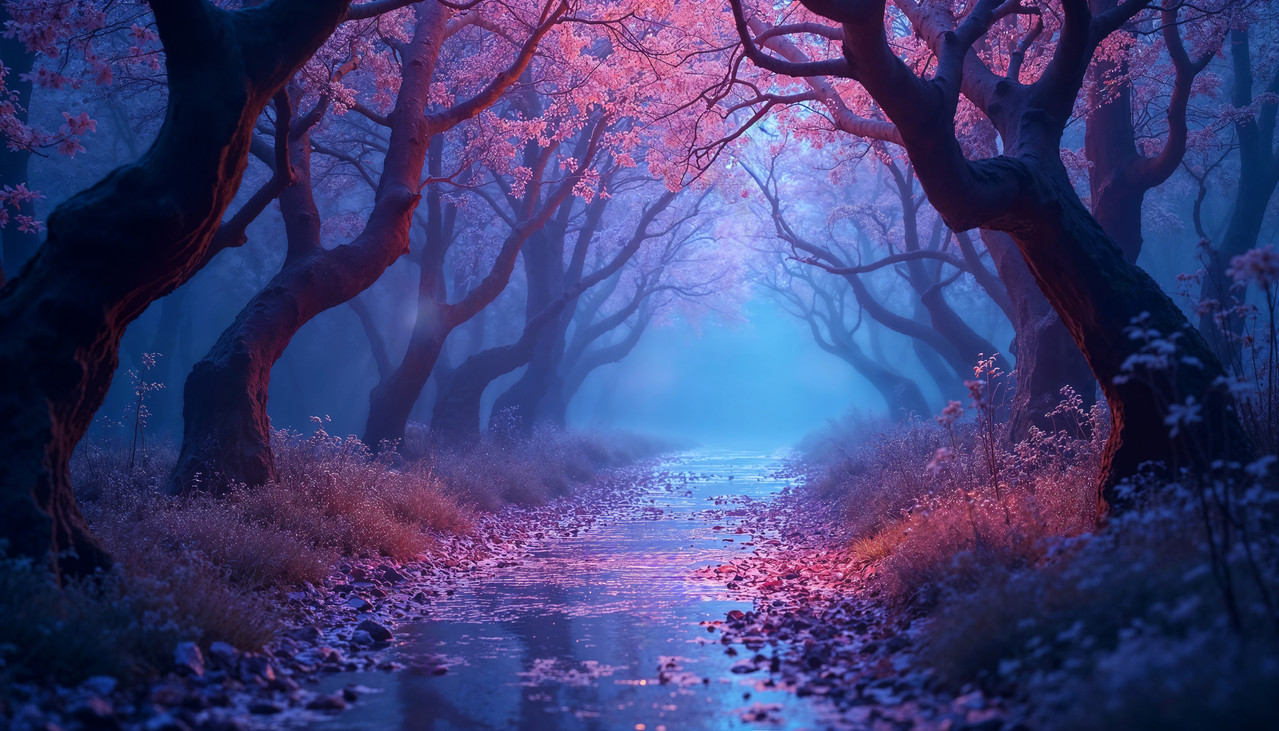 paesaggio forestale iridescente utopico 1