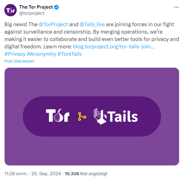 Tor-Projekt und Tails Live schließen sich zusammen