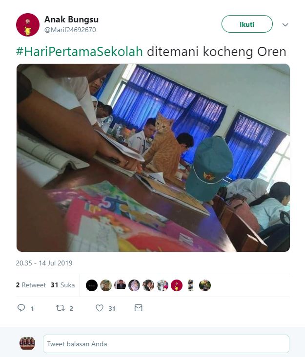 Kocheng Oren ikut sekolah