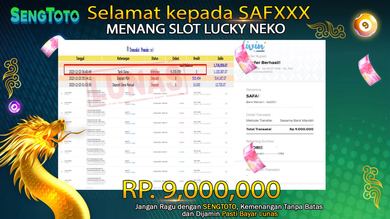 BUKTI PEMBAYARAN SLOT LUCKY NEKO
