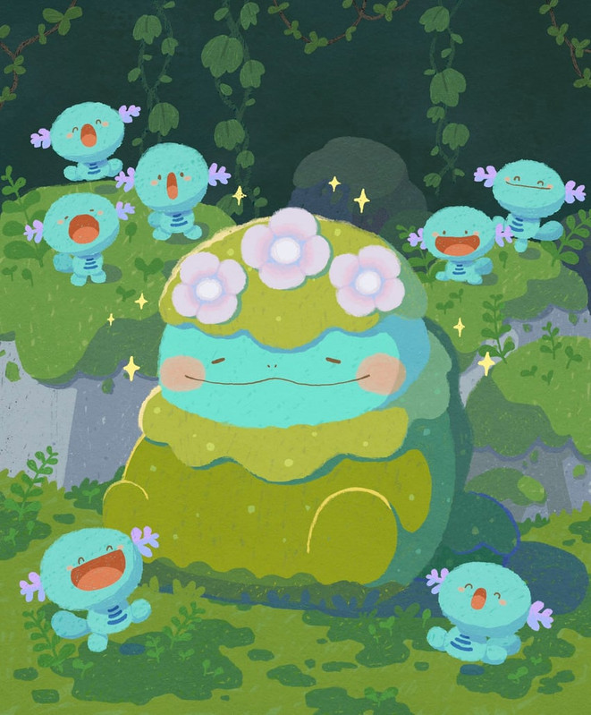 snorlax-wooper-quagsire-and-mosslax-poke