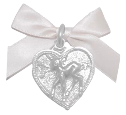 pink bow with a metal heart