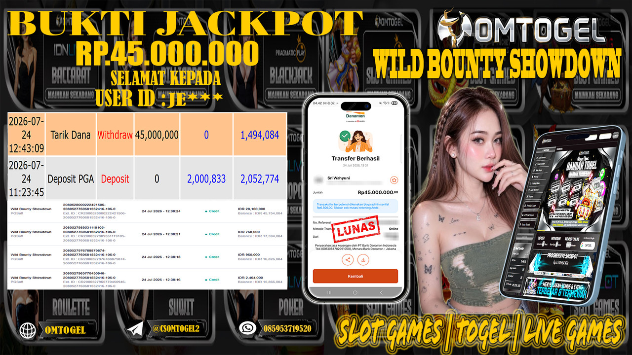 OMTOGEL JACKPOT PG SOFT WILD BOUNTY SHOWDOWN  Rp,45,000,000,- DIBAYAR LUNAS