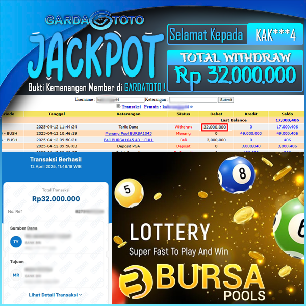 JACKPOT TOGEL DI PASARAN BURSA1045  Rp 32.000.000,- DIBAYAR LUNAS!!!