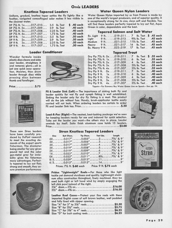 Catalog - 1960 page 29 (leaders and Pridex)