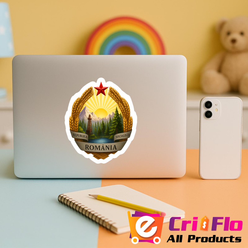 Sticker Republica Socialista Romania, Autoadeziv, Cri-Flo, Marime 25 Cm