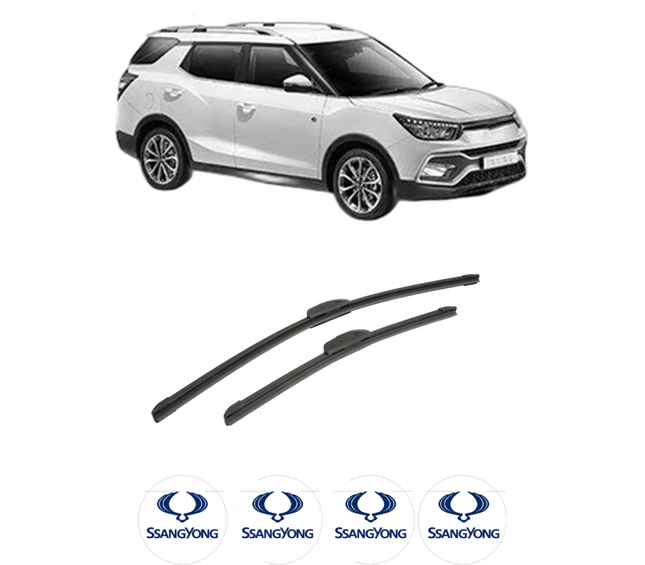 Set stergatoare auto SSANGYONG XLV SUV din 2016, pentru parbriz auto, 2 bucati, Bosch Aerotwin Retrofit, din cauciuc siliconat rezistent, 4 Stickere Auto SSANGYONG