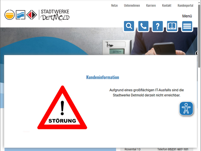 Stadtwerke Detmold offline