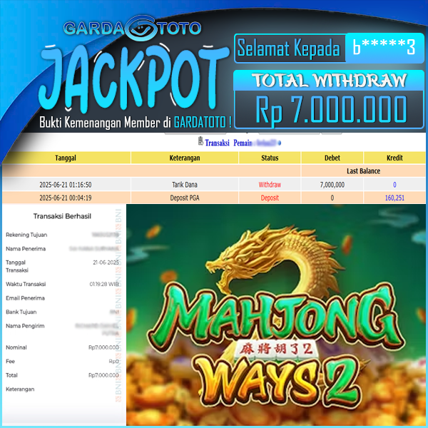 JACKPOT SLOT MAIN DI SLOT MAHJONG WAYS 2 WD Rp 7.000.000,- DIBAYAR LUNAS GARDATOTO MANTAP !