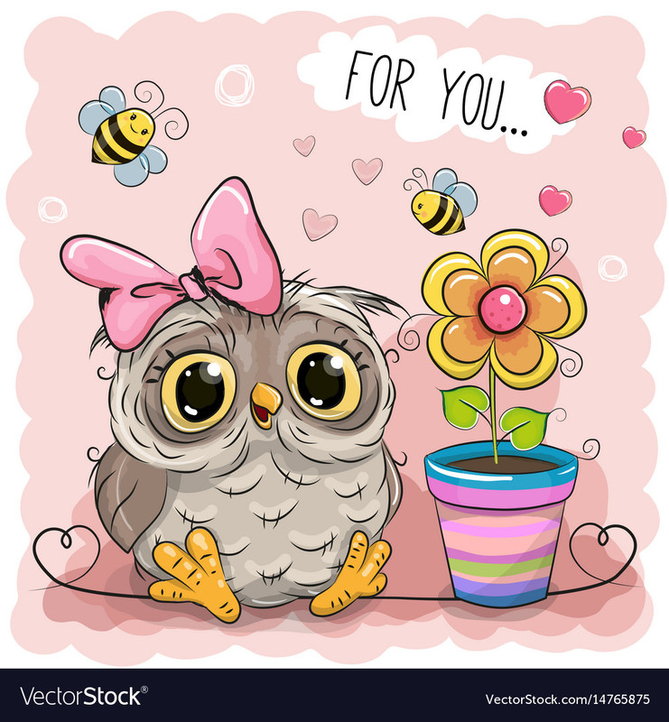 cute-cartoon-owl-with-flower-vector-14765875