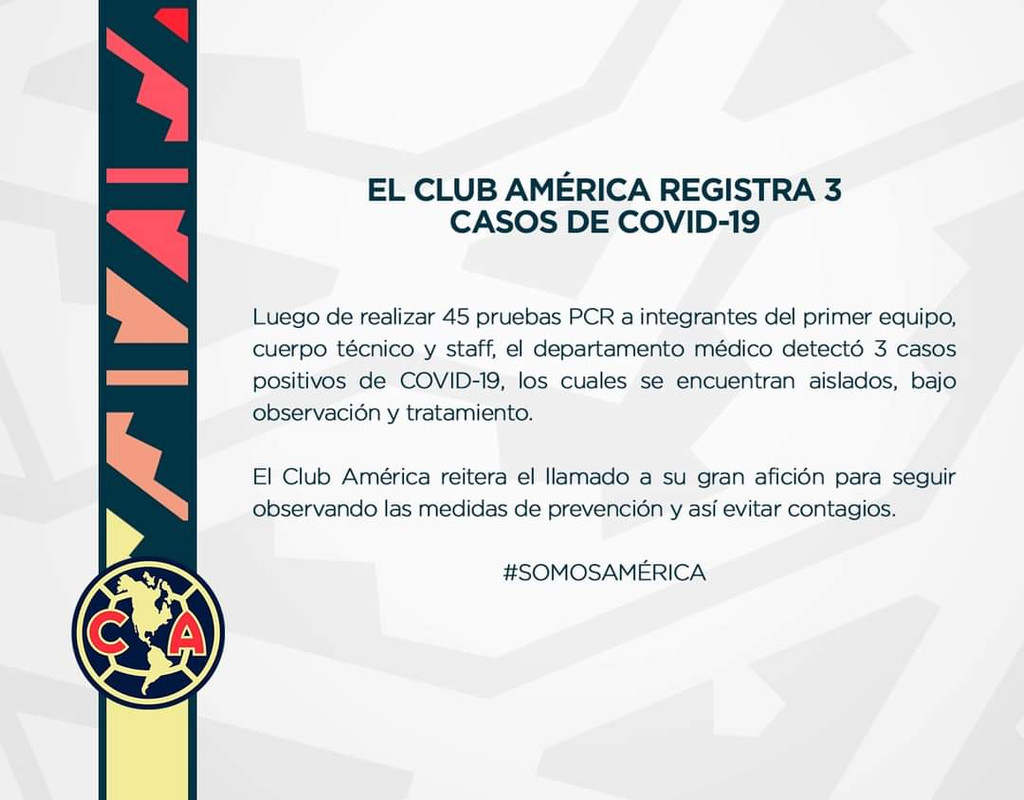 Club América confirma tres positivos de Covid-19 a días de iniciar el CL22