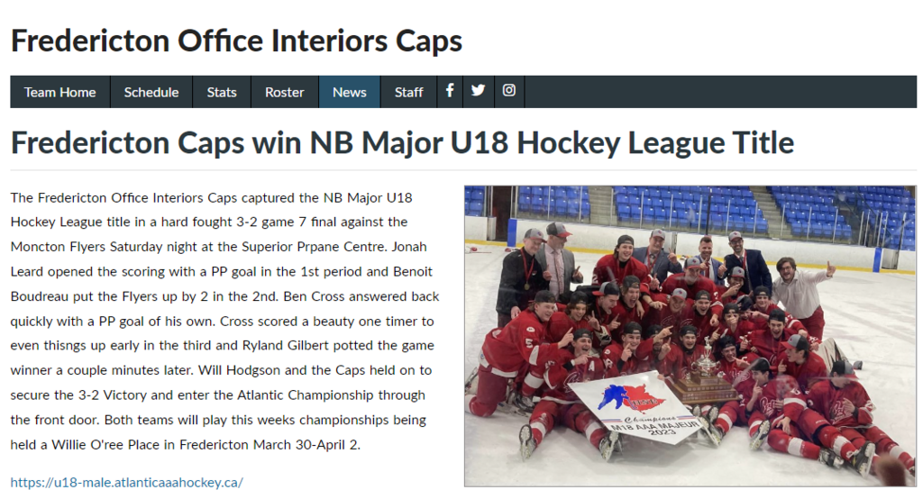 2022-23 fredericton caps nb champs