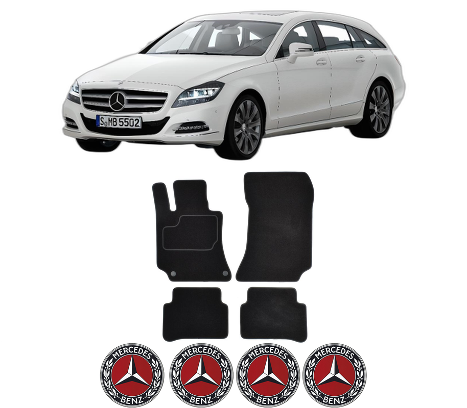 Set Covorase Presuri MERCEDES-BENZ CLS Shooting Brake (X218) din 2012-2017, Auto, Material Textil Mocheta, 4 Stickere auto cu MERCEDES-BENZ