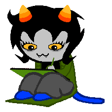Accurate depiction of me coding at 3am A transparent image of Nepeta Leijon sitting down and writing on her tablet.