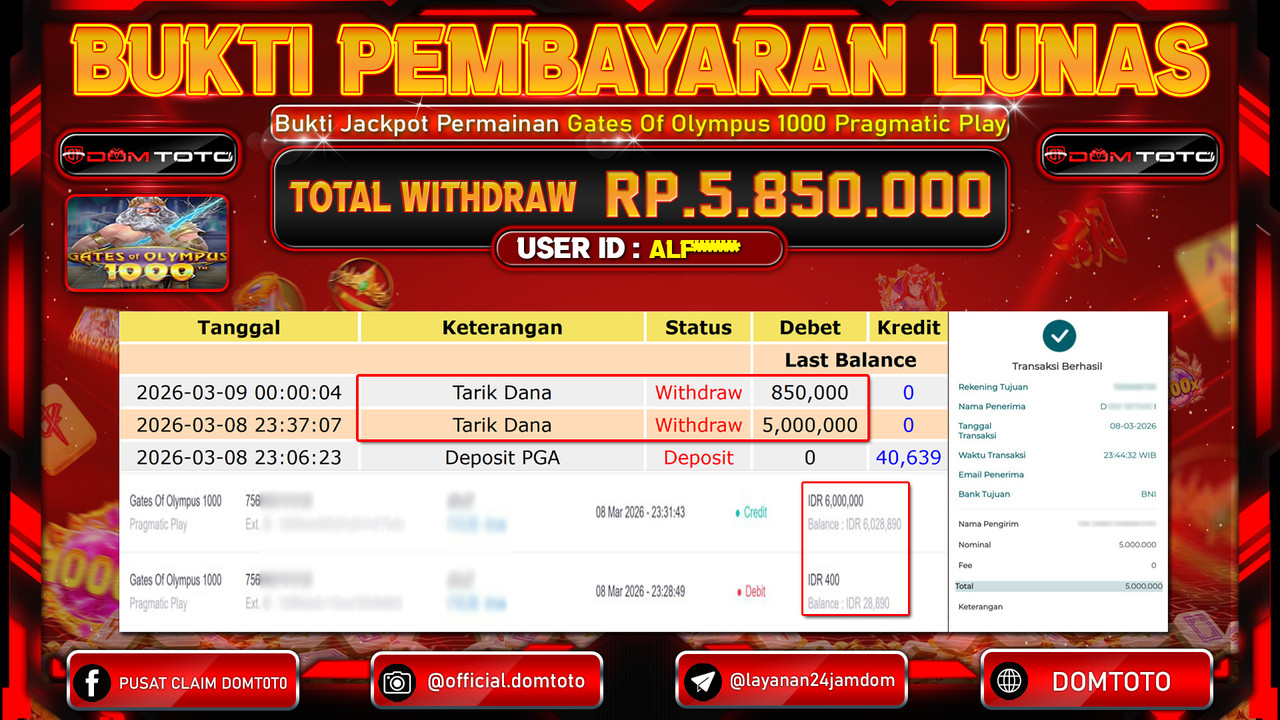 JACKPOT SLOT Gates Of Olympus 1000 Pragmatic Play 08 MARET 2026