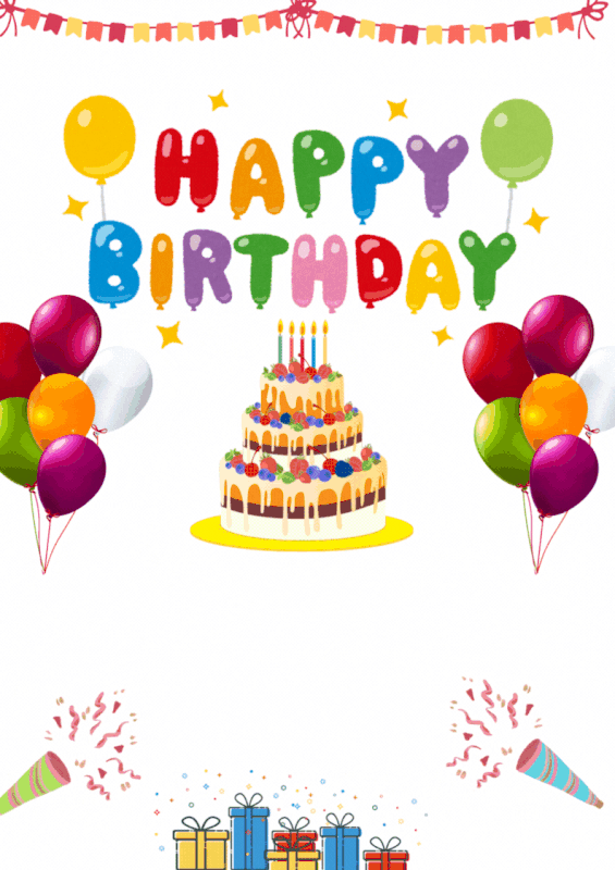 Pink and Brown Illustrative Happy Birthday A4 Document (1)