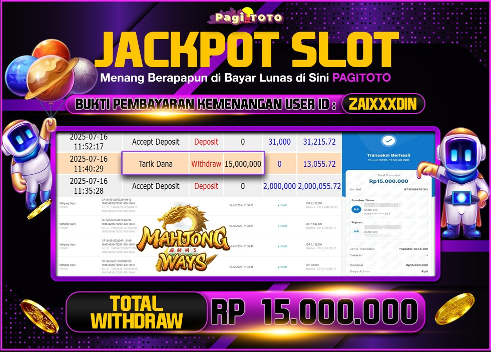 HAPPY JACKPOT MEMBER PAGITOTO SLOT MAHJONG WAYS 1000 Rp 15.000.000-, - LUNAS