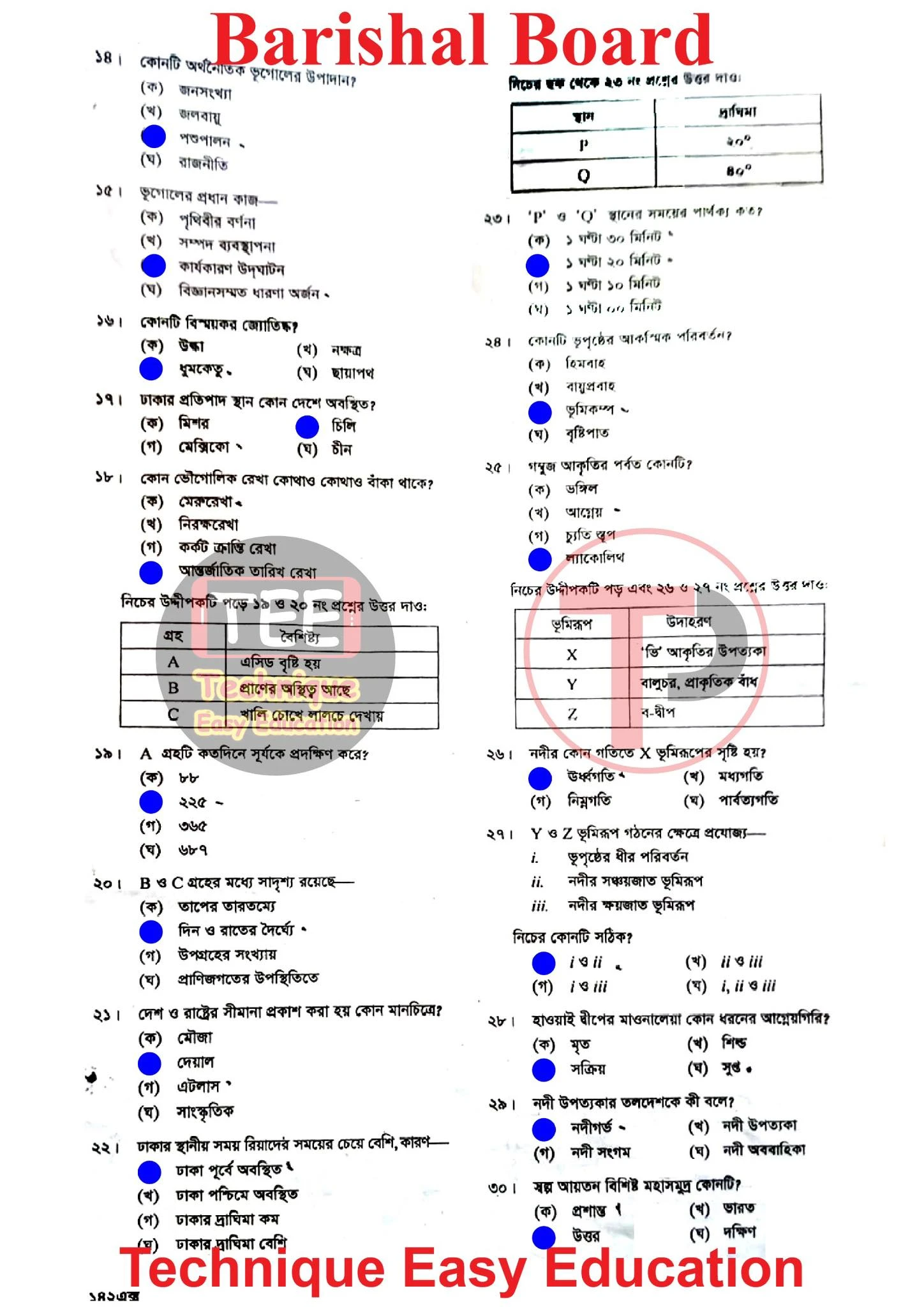 Geography Question solution 2026 Barisal Board