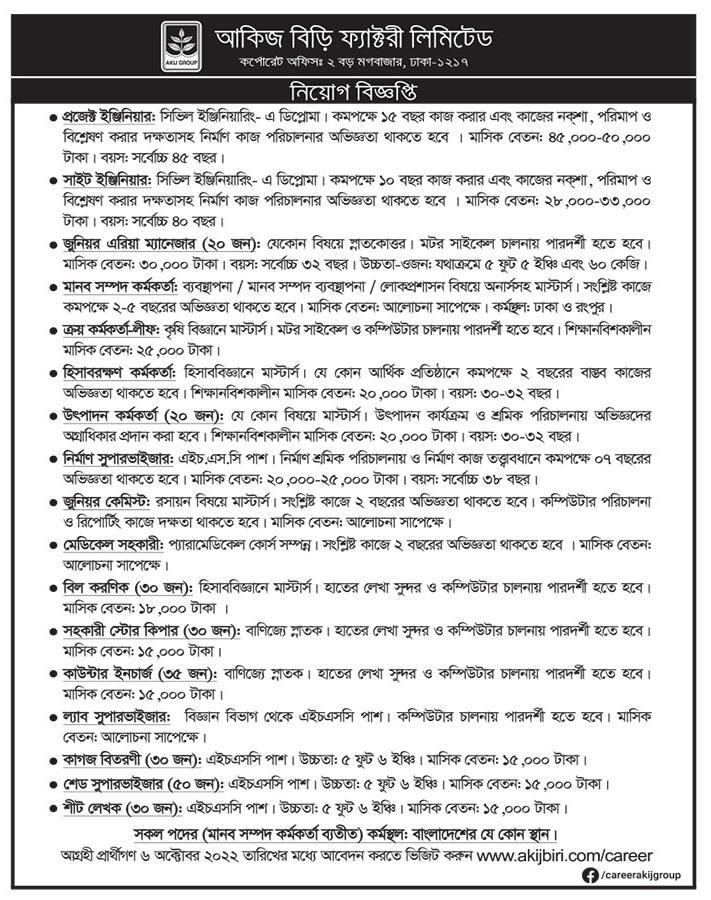 Ajik Biri Factory Job Circular 2022