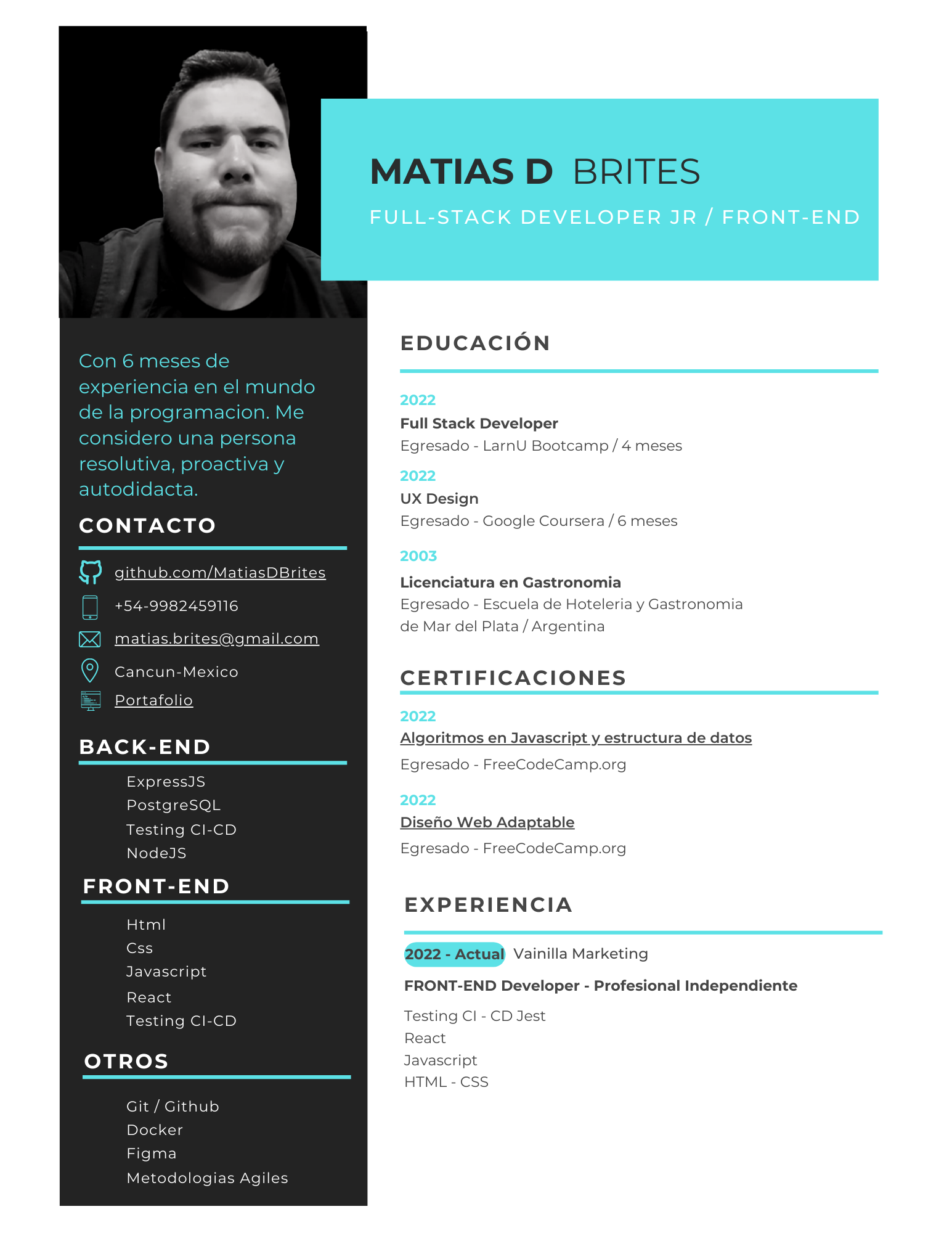 curriculum vitae cv con foto para puesto laboral moderno amarillo y ...