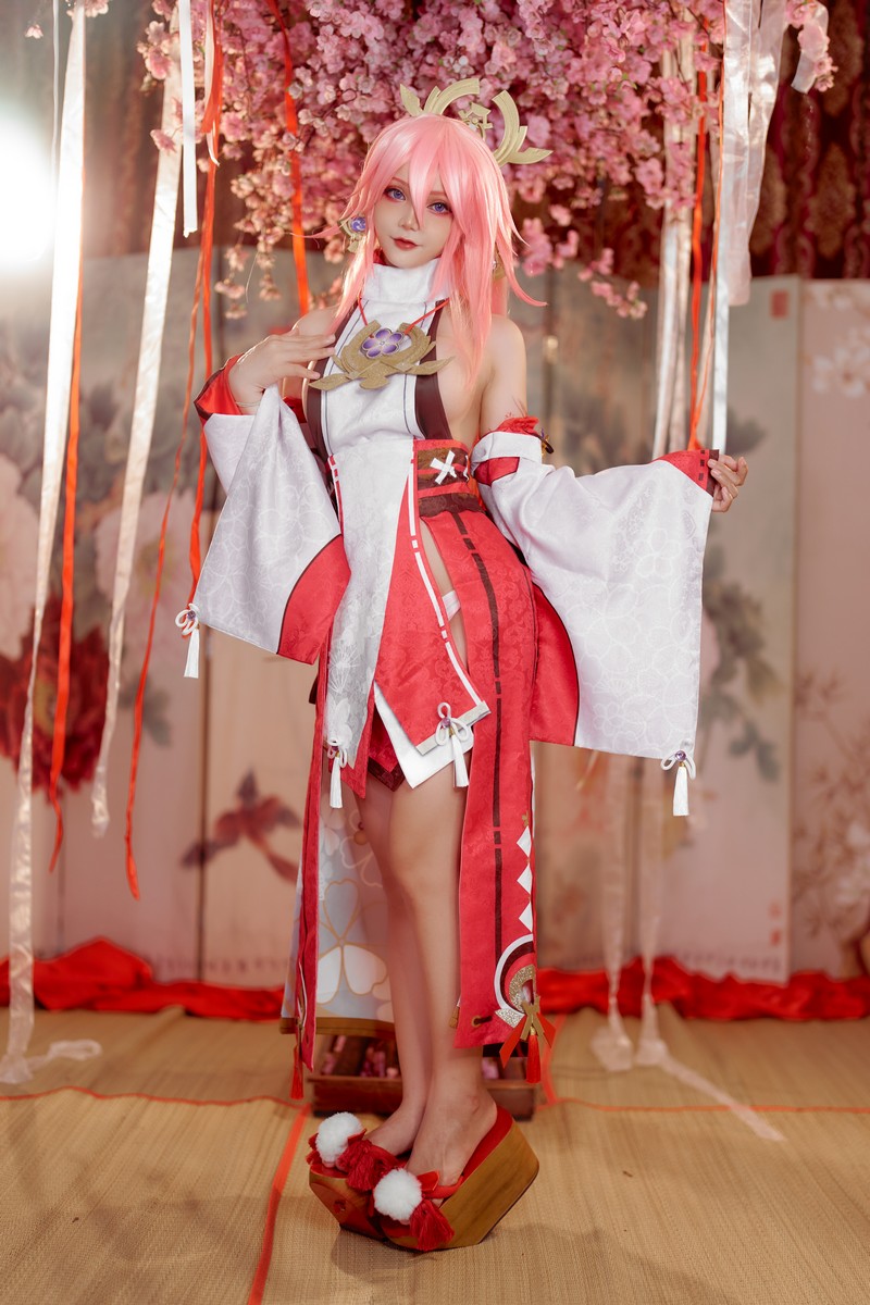 Joyce Lin2x Yae Miko Cosplay Genshin Impact 高清写真 35P插图2